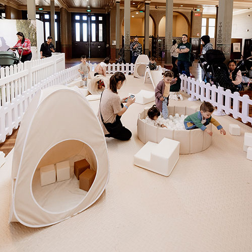 Children having fun in the play space at the Baby Expo in Sydney, participating in engaging activities