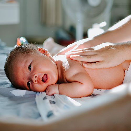 Baby massage class at the baby expo in Brisbane